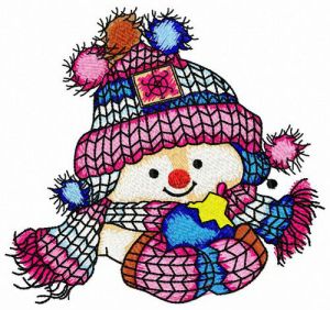 Even snowman likes knitted hats embroidery design