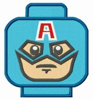 Captain America LEGO head embroidery design
