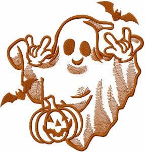 Funny dancing ghost embroidery design