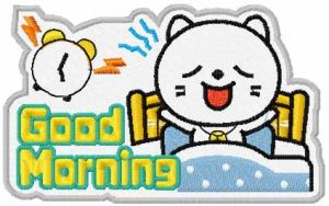 Good morning kitty embroidery design