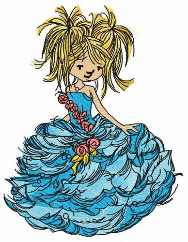 Girl in a luxurious dress 2 machine embroidery design