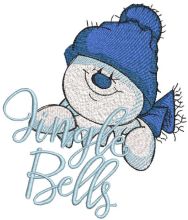 Jingle bells snowman embroidery design