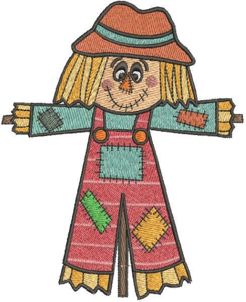 Patchwork scarecrow embroidery design