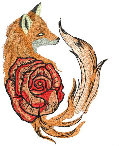 Foxy rose machine embroidery design