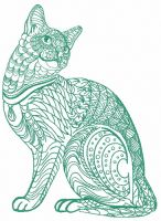 Mosaic cat 5 embroidery design