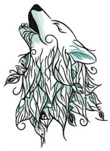 Howling wolf embroidery design