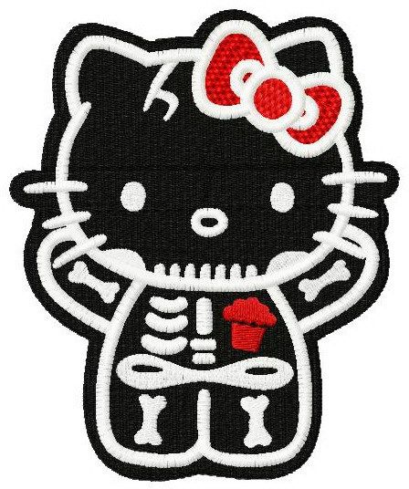 Hello Kitty skeleton machine embroidery design