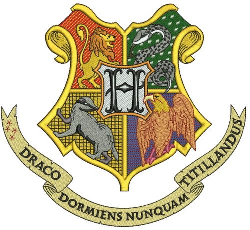 Coat of arms of Hogwarts machine embroidery design