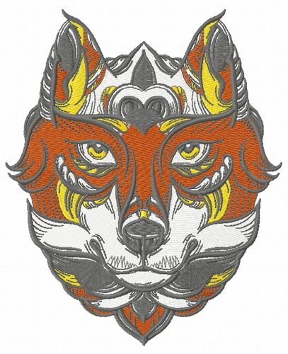 Fox in the mask machine embroidery design