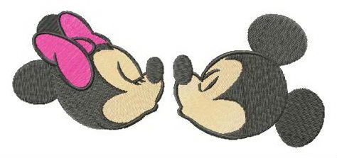 Mickey and Minnie first kiss machine embroidery design