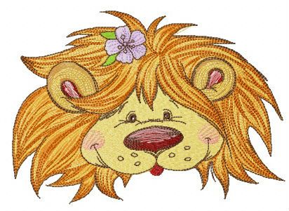 Lion teases machine embroidery design