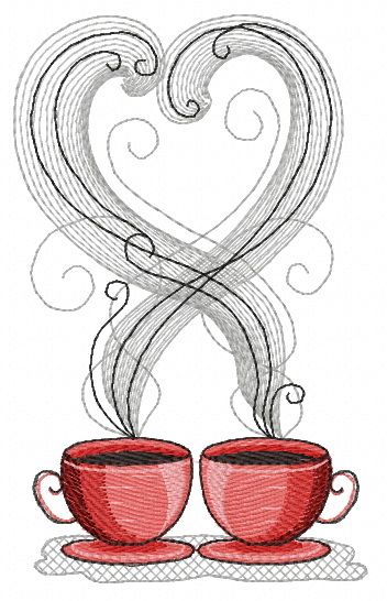 Coffee cups 2 machine embroidery design