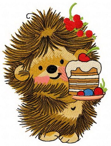 Hedgehog's birthday 4 machine embroidery design