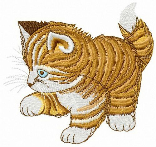 Striped kitten machine embroidery design