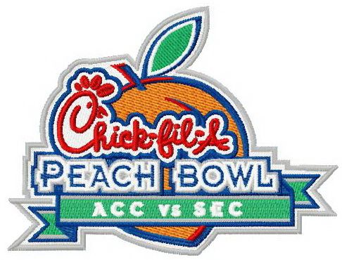 Chick-fil-A Peach Bowl logo machine embroidery design