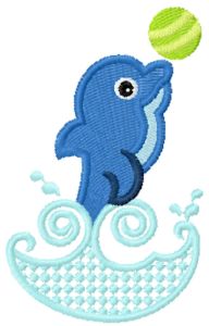 Playing dolphin embroidery design