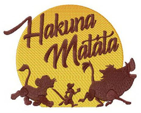 Hakuna Matata sunset machine embroidery design