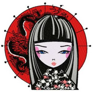 Japanese girl 3 embroidery design