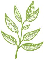 Green patterned branch embroidery design