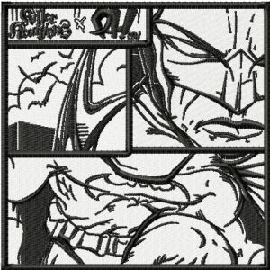 Batman comics page embroidery design