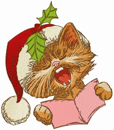 Cat sings Christmas carols 2 machine embroidery design  
