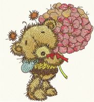 Teddy bear fairy embroidery design