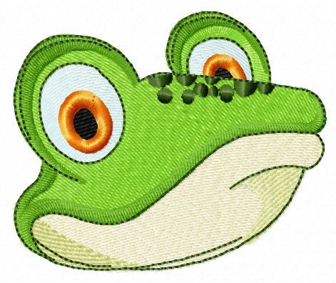 Green frog muzzle machine embroidery design