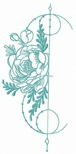 Floral decoration element machine embroidery design