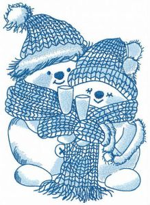 Couple of snowmen embroidery design