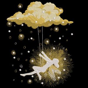 Fairy swing on a cloud embroidery design