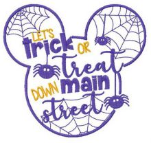 Mickey Let's trick ot treat down main street embroidery design