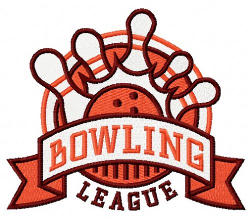 Bowling league machine embroidery design