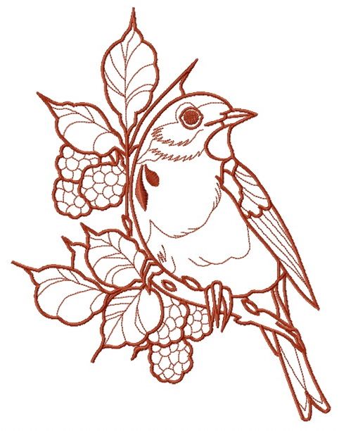 European robin 3 embroidery design