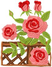 Roses in garden embroidery design