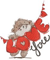 Bear with LOVE garland embroidery design