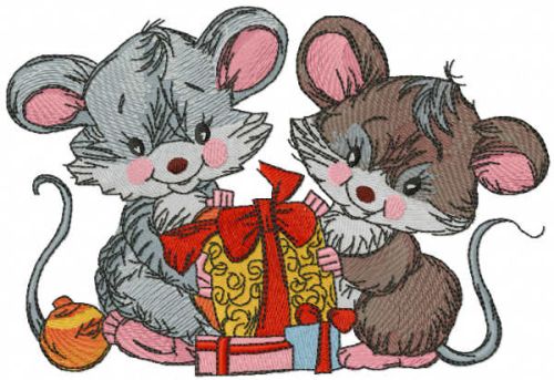 Gifts of mice embroidery design