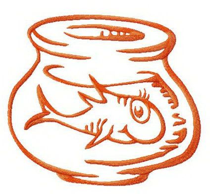 Fish in aquarium machine embroidery design