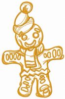 Christmas gingerbread man one color embroidery design