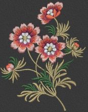 Flowers black background embroidery design