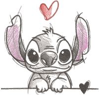 Love stitch sketch style embroidery design