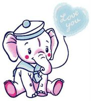 Elephant cabin boy embroidery design