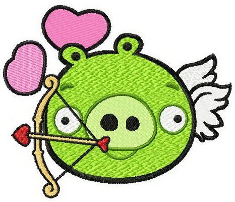 Angry Pig cupid machine embroidery design