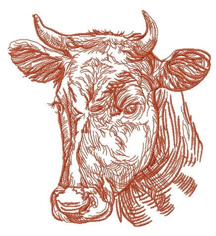 Kind cow machine embroidery design