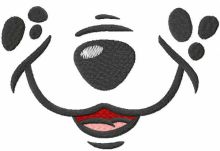 Cute dog smiling embroidery design