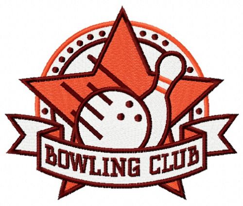Bowling club machine embroidery design