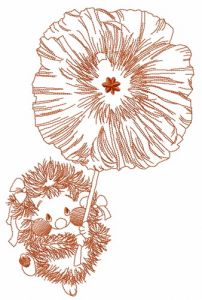 Hedgehog with poppy 2 embroidery design