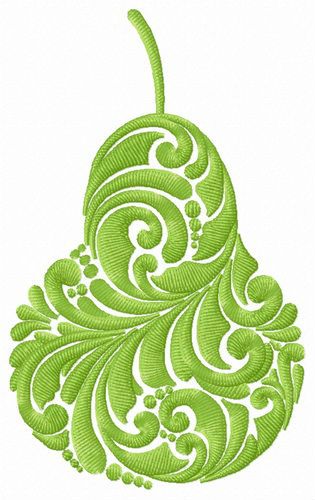 Green pear machine embroidery design
