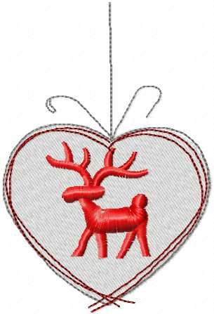 Christmas heart with deer free embroidery design