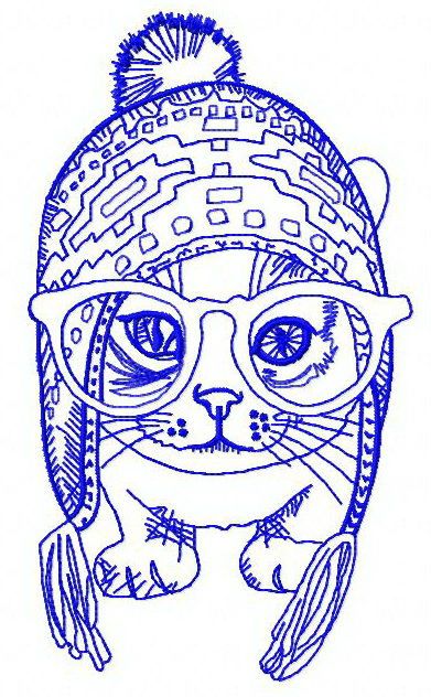 Fashion cat 3 machine embroidery design