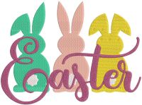 Trio Easter bunny embroidery design